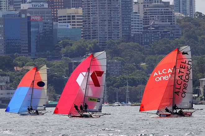 Three JJ Giltinan champion skippers John Winning (Yandoo), Seve Jarvin (Gotta Love It 7) and Stephen Quigley (Alcatel One Touch) with North Sydney as a backdrop © Frank Quealey